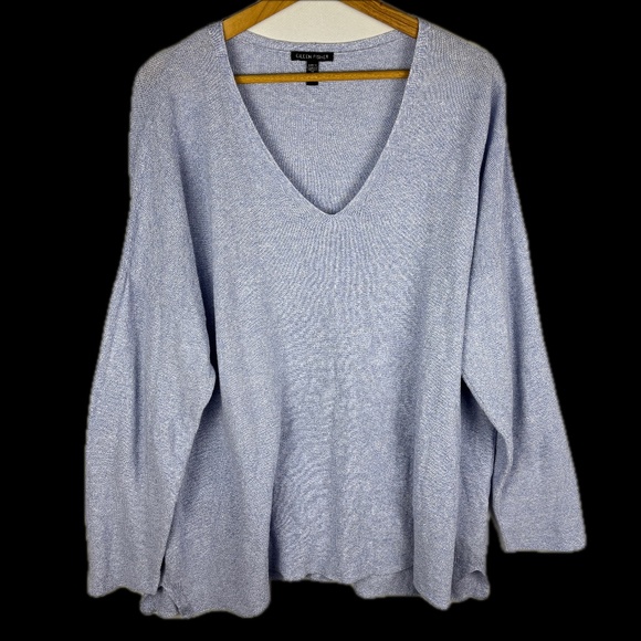 Eileen Fisher Women LongSleeve Org. Linen blend Sweater Top 1X Beachy Breathable - Picture 1 of 8